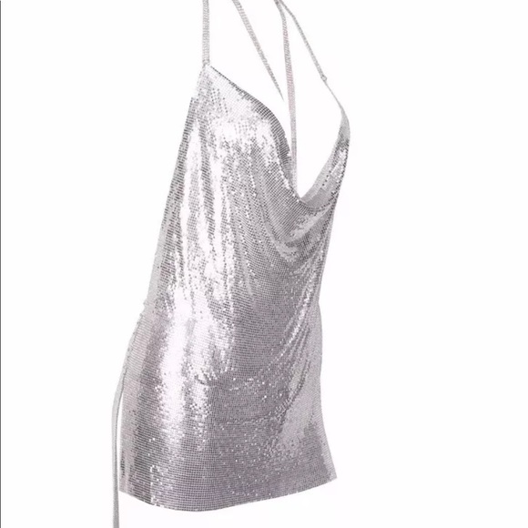 Silver metallic glam dress club cocktail rave - Picture 4 of 4